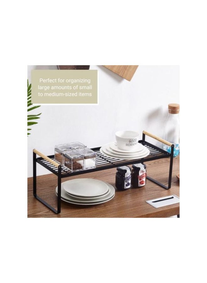 جولدن أروز منظم طاولة، رف توابل وحامل خزانة، رف تخزين معدني للخزانة بمقابض خشبية. - Image 3